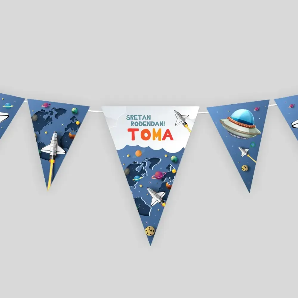 Personalizirane rođendanske zastavice - Mali astronaut
