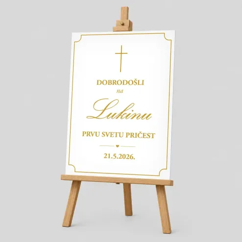 Personalizirana ploča za Prvu pričest (50x70cm) - Križ