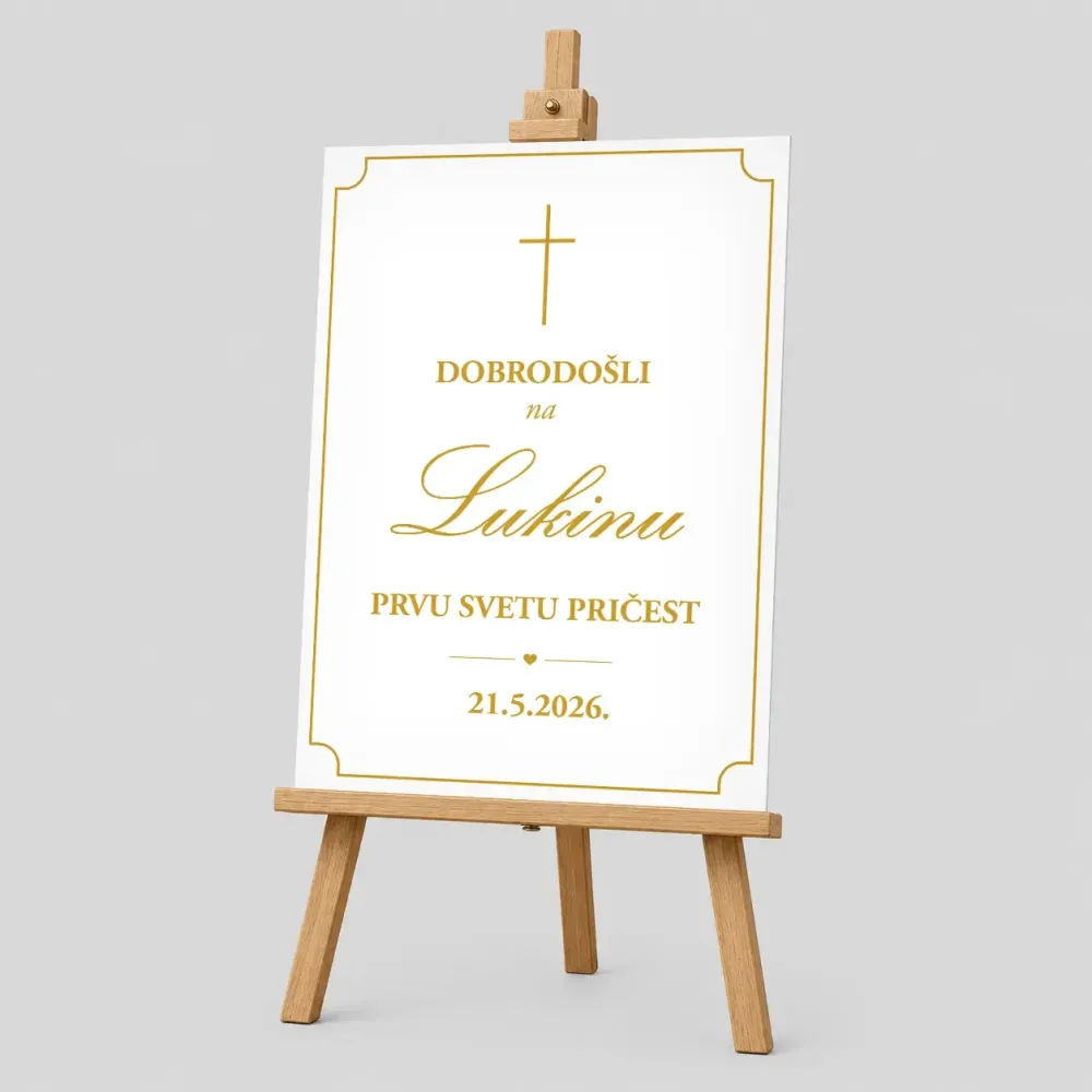 Personalizirana ploča za Prvu pričest (50x70cm) - Križ