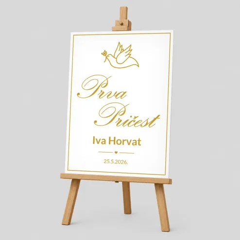Personalizirana ploča za Prvu pričest (50x70cm) - Golubica