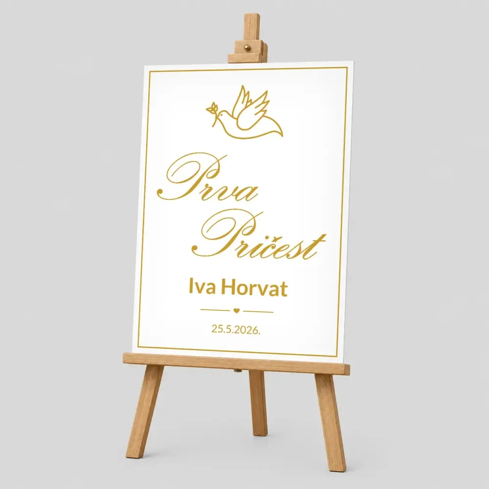 Personalizirana ploča za Prvu pričest (50x70cm) - Golubica