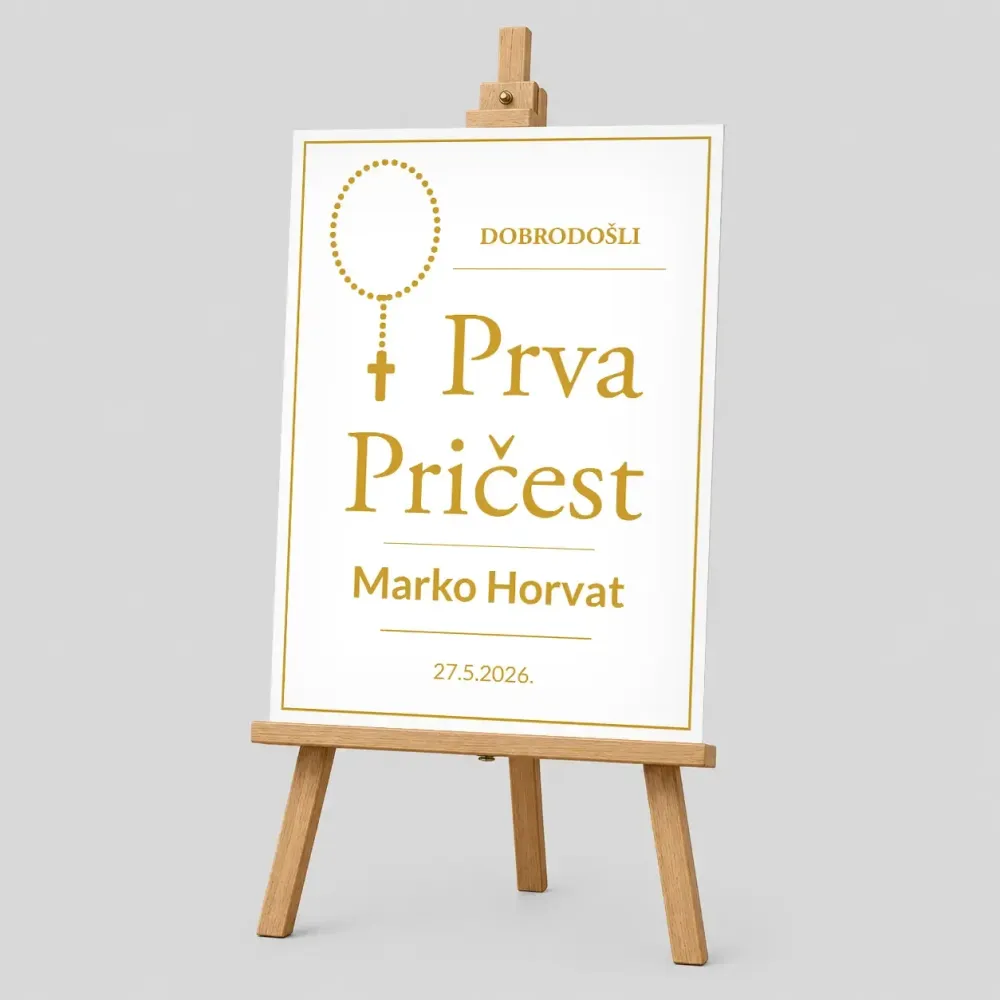 Personalizirana tabla za prvo obhajilo  (50x70cm) - Rožni venec