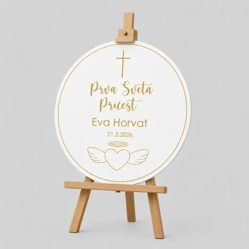 Personalizirana ploča za Prvu pričest (fi 60cm) - Srce