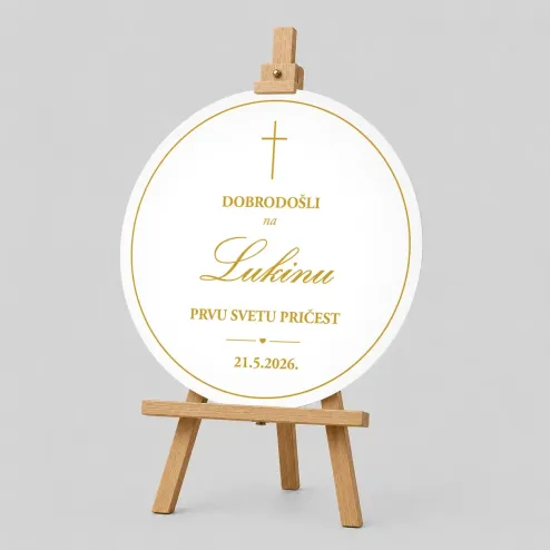 Personalizirana ploča za Prvu pričest (fi 60cm) - Križ