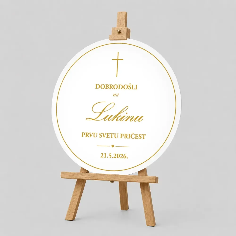 Personalizirana ploča za Prvu pričest (fi 60cm) - Križ