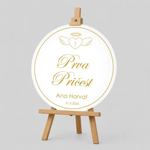 Personalizirana ploča za Prvu pričest (fi 60cm) - Anđeo
