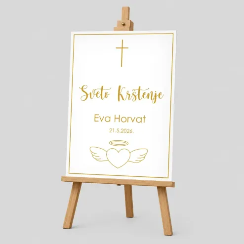 Personalizirana tabla za Krst  (50x70cm) - Srce