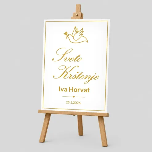 Personalizirana ploča za Krštenje (50x70cm) - Golubica