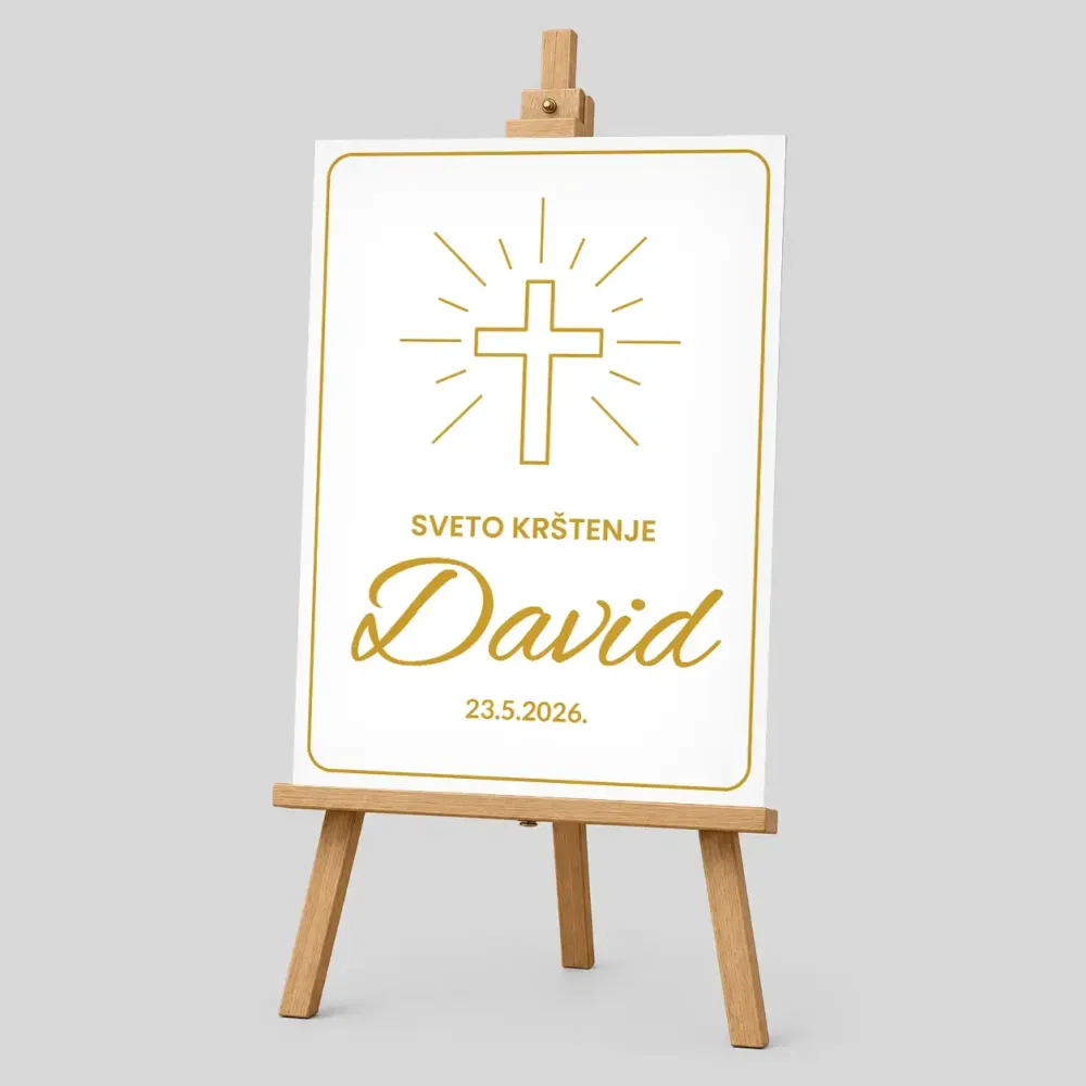 Personalizirana tabla za Krst  (50x70cm) - Svetleči križ