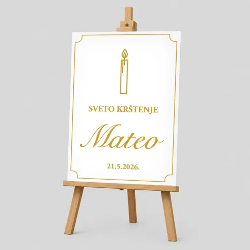 Personalizirana tabla za Krst  (50x70cm) - Sveča