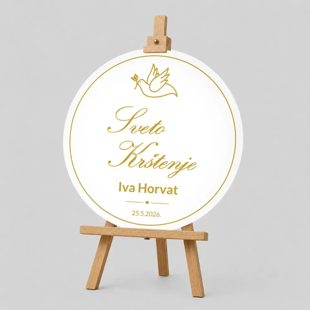 Personalizirana tabla za Krst (fi 60cm) - Golubica