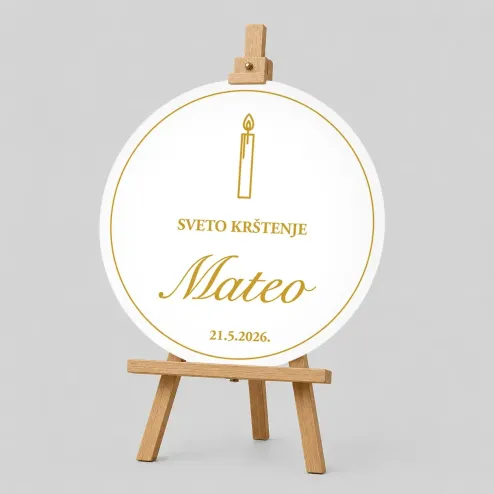 Personalizirana tabla za Krst (fi 60cm) - Sveča