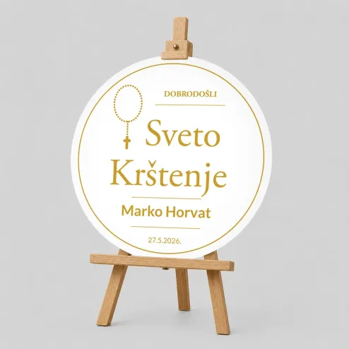 Personalizirana tabla za Krst  (fi 60cm) - Rožni venec