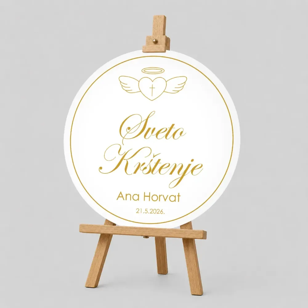 Personalizirana ploča za Krštenje (fi 60cm) - Anđeo