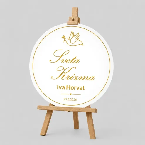 Personalizirana ploča za Krizmu (fi 60cm) - Golubica