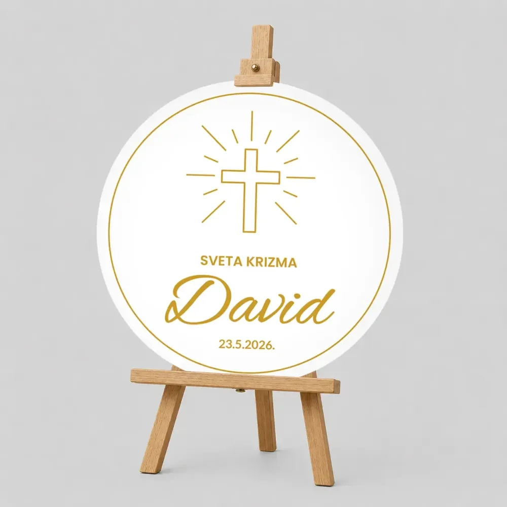 Personalizirana ploča za Krizmu (fi 60cm) - Svijetleći križ