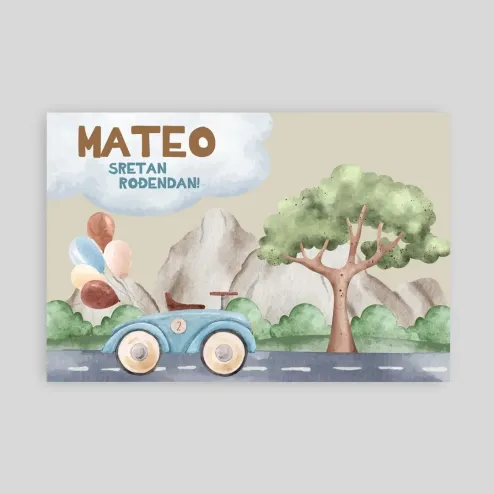 Personalizirana rođendanska zastava – Mali vozač