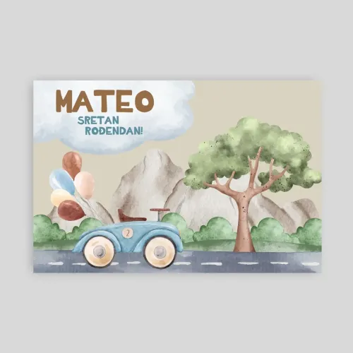 Personalizirana rođendanska zastava – Mali vozač