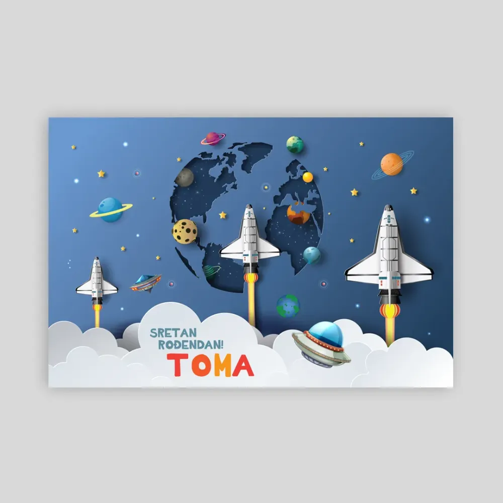 Personalizirana rođendanska zastava – Mali astronaut