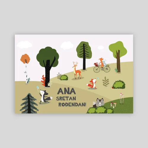Personalizirana rođendanska zastava – Šumska bajka