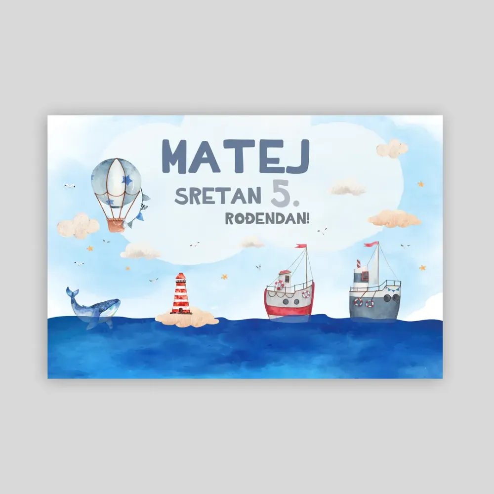 Personalizirana rođendanska zastava – Mali moreplovac