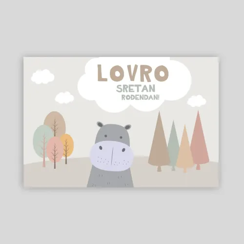 Personalizirana rojstnodnevna zastava – Hippo