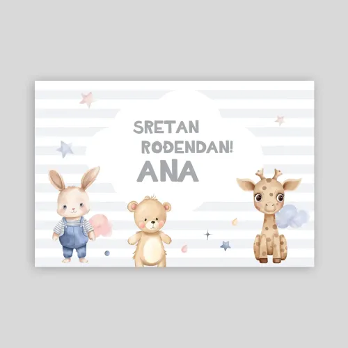 Personalizirana rojstnodnevna zastava – Plišasti prijatelji
