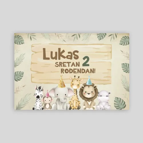 Personalizirana rođendanska zastava – Safari životinje