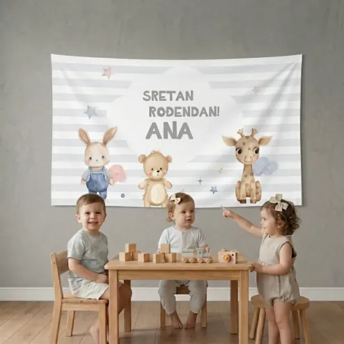 Personalizirana rojstnodnevna zastava – Plišasti prijatelji