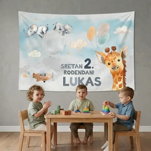 Personalizirana rođendanska zastava – Avantura u oblacima