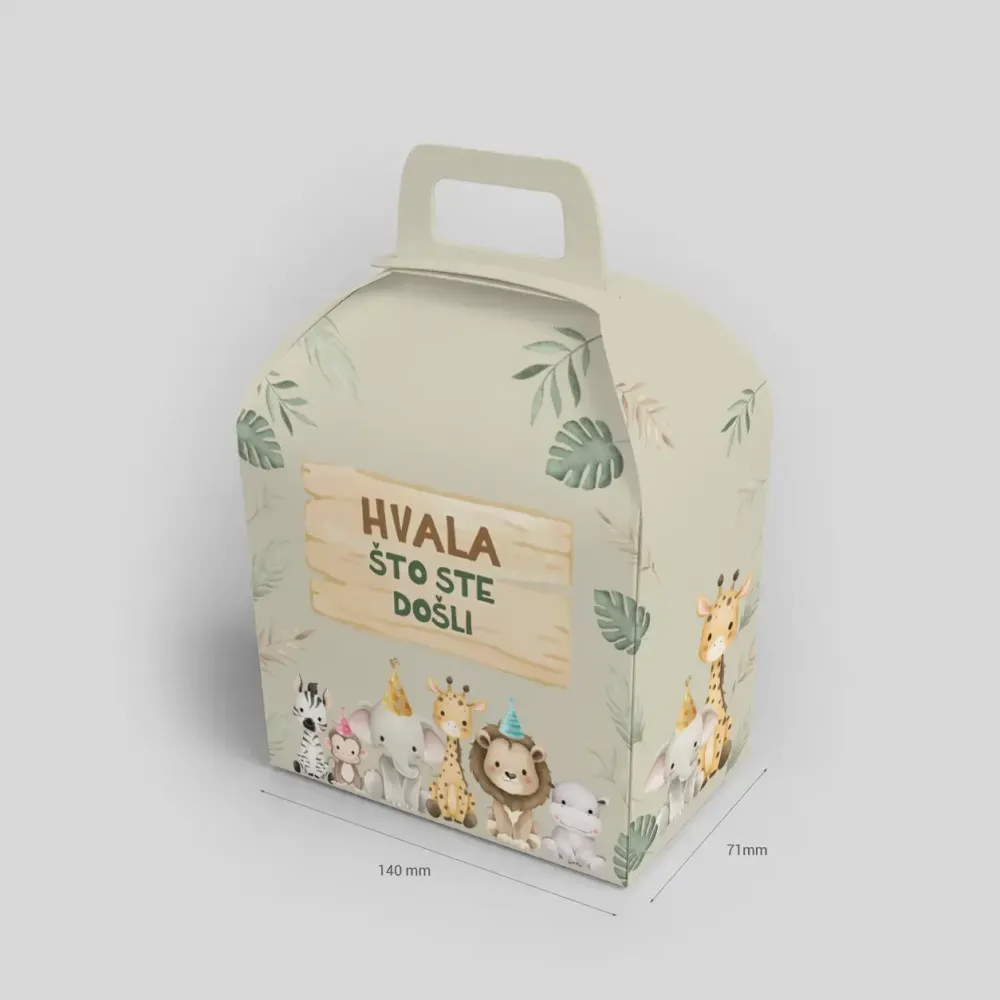 Personalizirana rođendanska poklon kutijica - Safari životinje