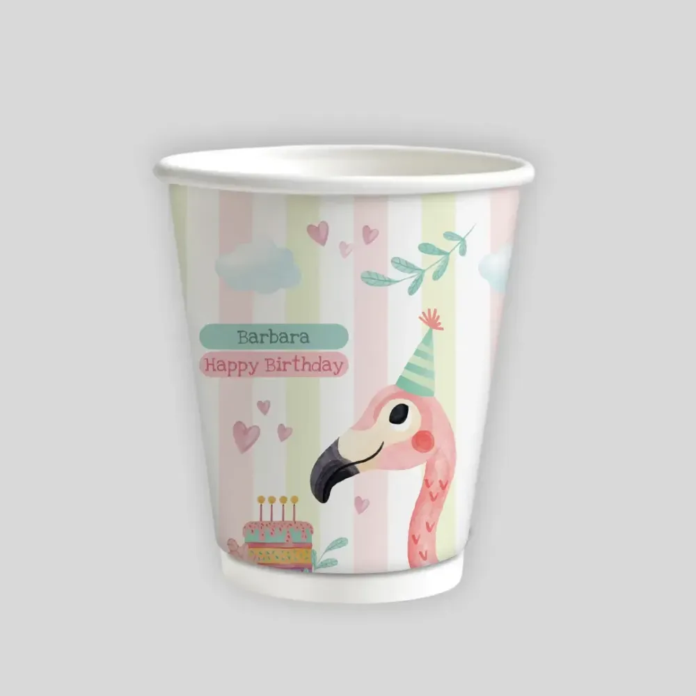 Personaliziran kozarček z ovitkom - Flamingo zabava