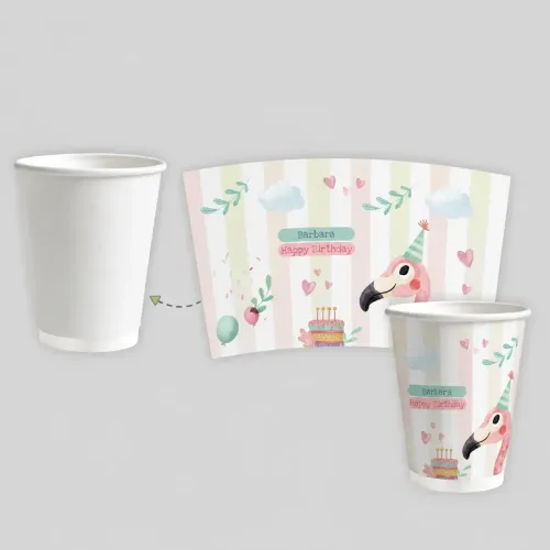 Personalizirana čaša s ovitkom – Flamingo party