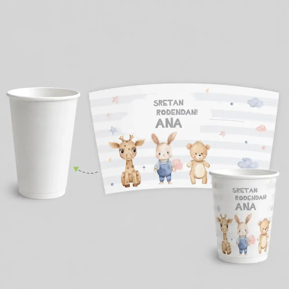 Personalizirana čaša s ovitkom – Plišani prijatelji