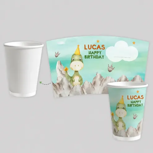 Personalizirana čaša s ovitkom – Dino zabava