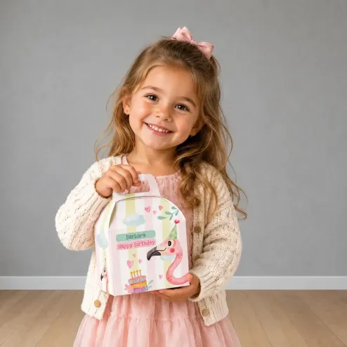 Personalizirana rođendanska poklon kutijica - Flamingo party