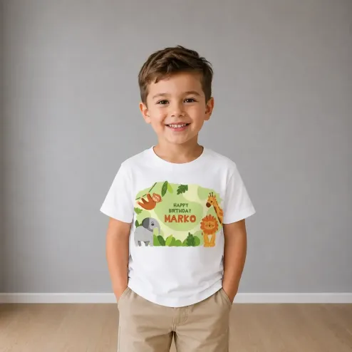 Personalizirana rojstnodnevna majica – Safari prijatelji