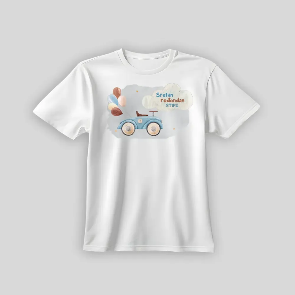 Personalizirana rojstnodnevna majica – Retro avtomobilček