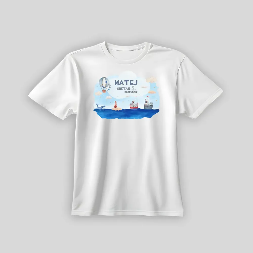 Personalizirana rojstnodnevna majica – Mali morjeplovec
