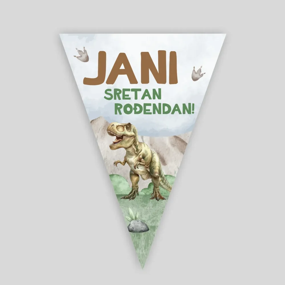 Personalizirane rođendanske zastavice – Dino