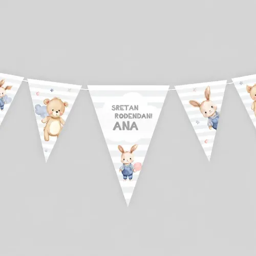 Personalizirane rođendanske zastavice - Plišani prijetelji