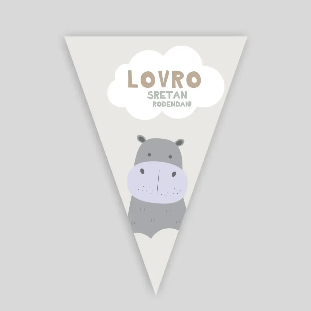 Personalizirane rođendanske zastavice – Hippo
